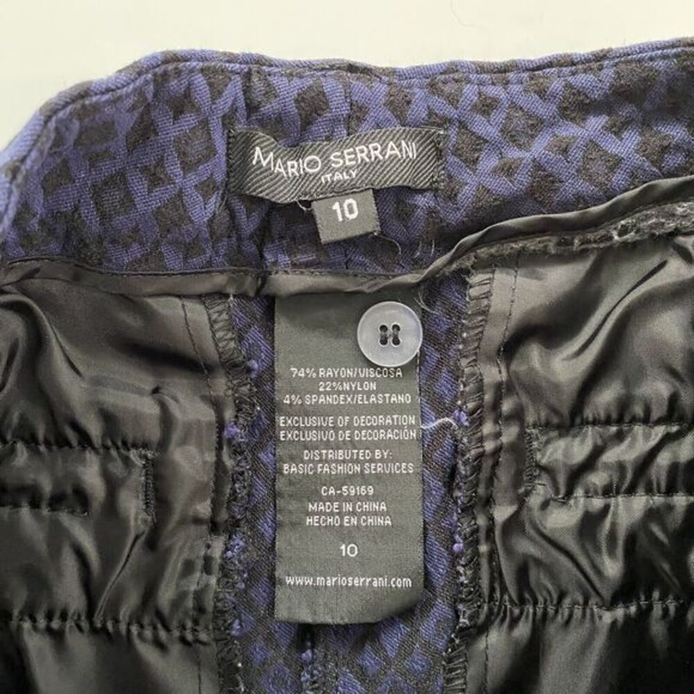 Mario Serrani Italy Pants Womens Sz 10 Blue/Black Stretch Pockets Skinny 27" Ins - Picture 6 of 10